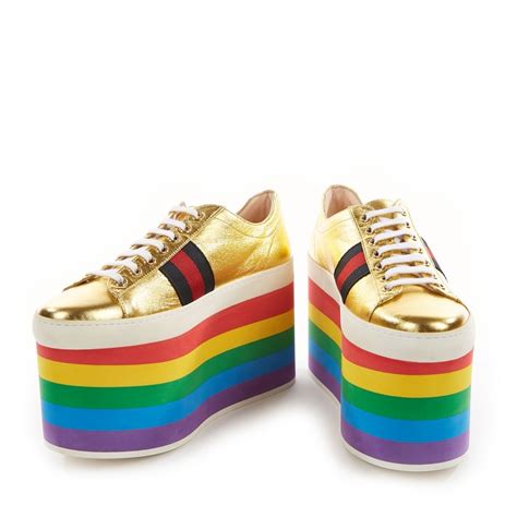 gucci scarpe donna oro arcobaleno|sneaker donna gucci.